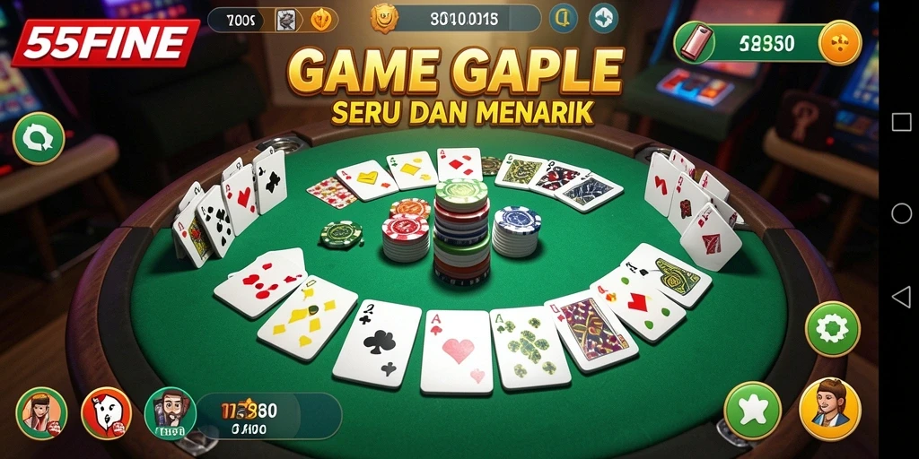 Tampilan gameplay seru dalam permainan Gaple 55FIVE.