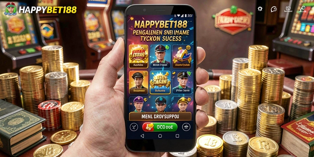 Tampilan gameplay <strong>HAPPYBET188</strong> yang menarik dan interaktif dalam membangun empire bisnis.