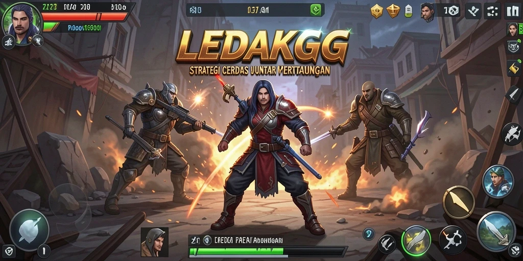 Screenshot gameplay LEDAKGG menunjukkan pertempuran strategis yang intens.