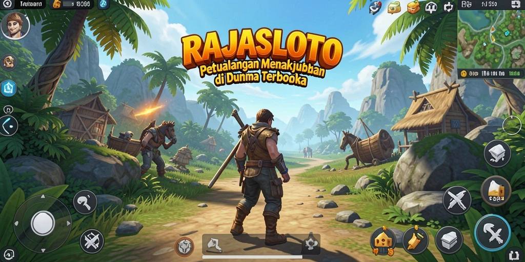 Tampilan gameplay penuh aksi di dunia terbuka RAJASLOTO.