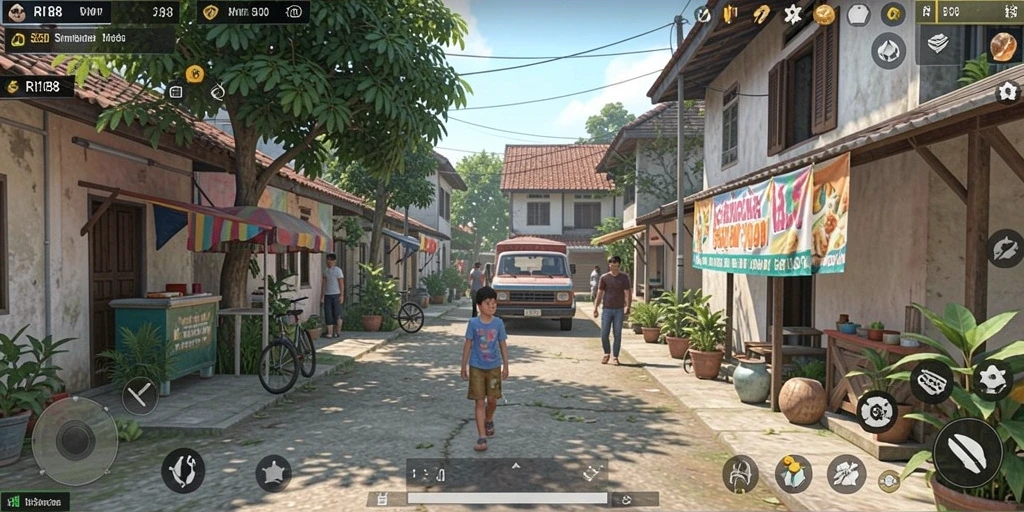 Tampilan gameplay menarik dari RI188 dengan berbagai aktivitas kehidupan.