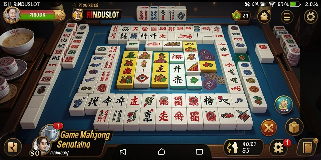 Tampilan utama gameplay RINDUSLOT menunjukkan serunya permainan Mahjong.