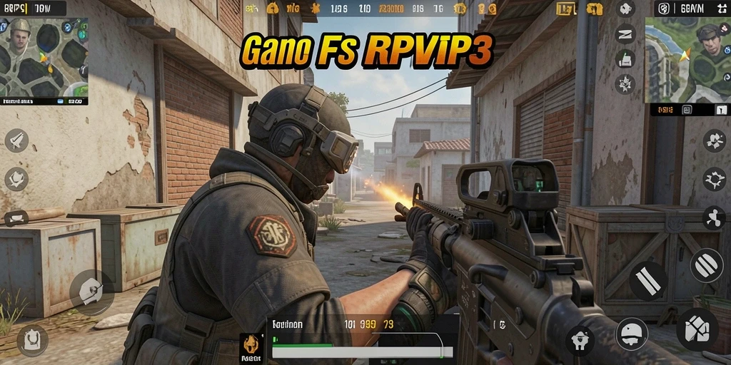 Screenshot RPVIP3 menampilkan aksi gameplay FPS yang intens.
