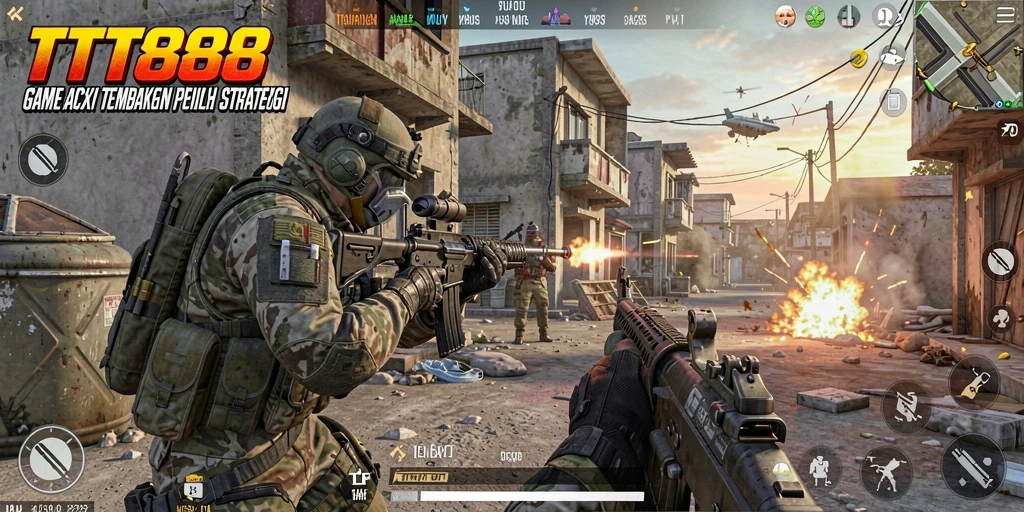 Gameplay mendebarkan TTT888 dengan aksi tembakan yang seru.
