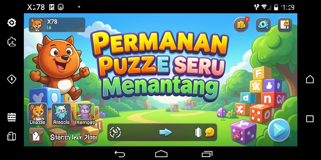 Tangkapan layar utama X78 menampilkan gameplay penuh warna dalam permainan Puzzle.